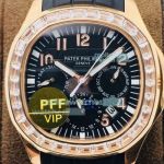 PPF Factory Patek Philippe Aquanaut Rubber Strap Watch Black Dial Rose Gold 40MM